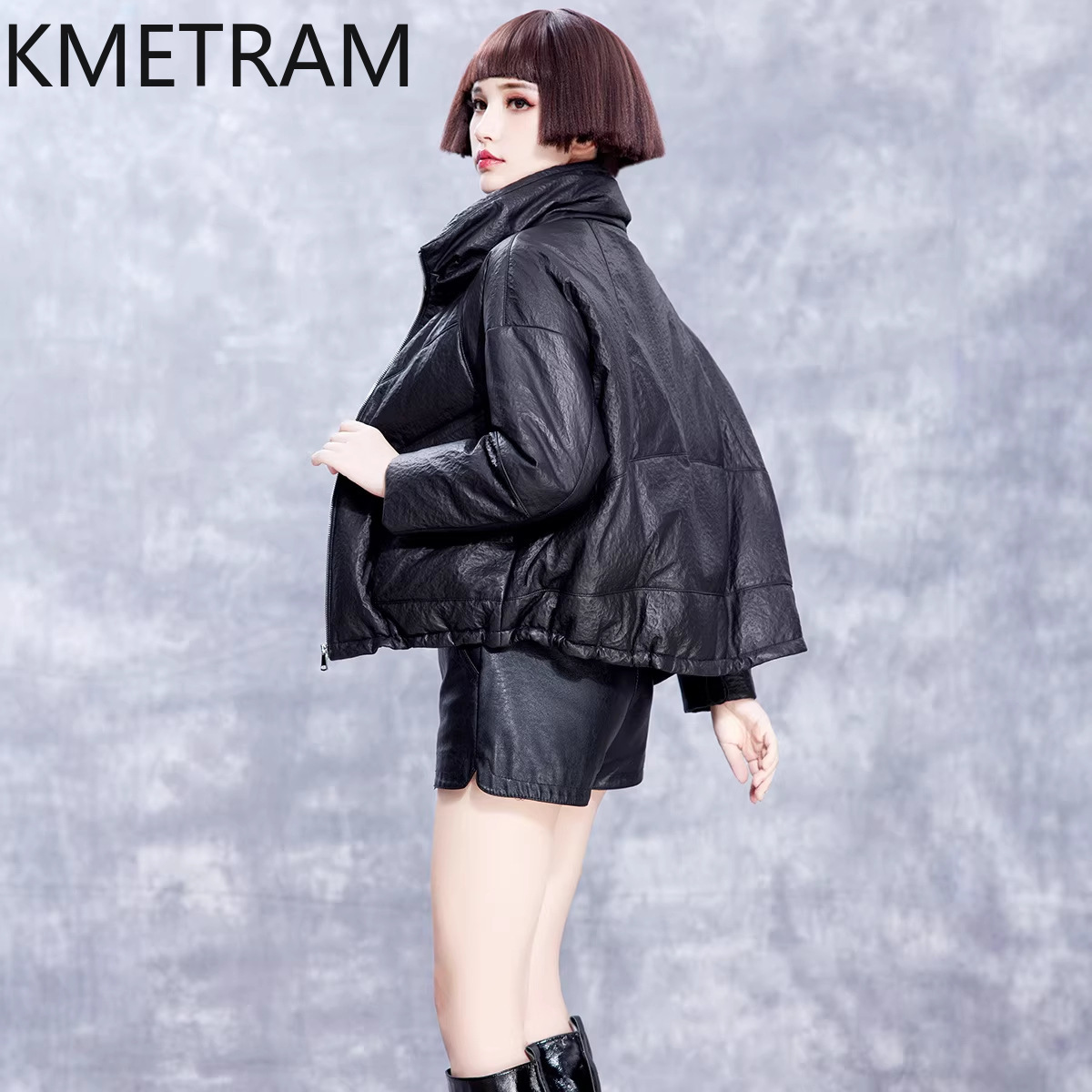 Puffer Jacket Women Down - KMETRAM Gerçek Koyun Derisi Deri Aşağı