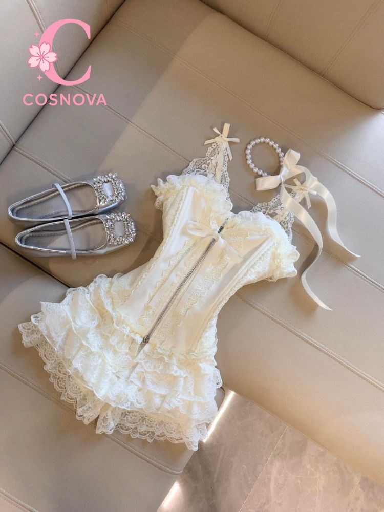 Winter Clothing Cute - Sevimli Dantel Büstiyer Üst Yüksek Bel