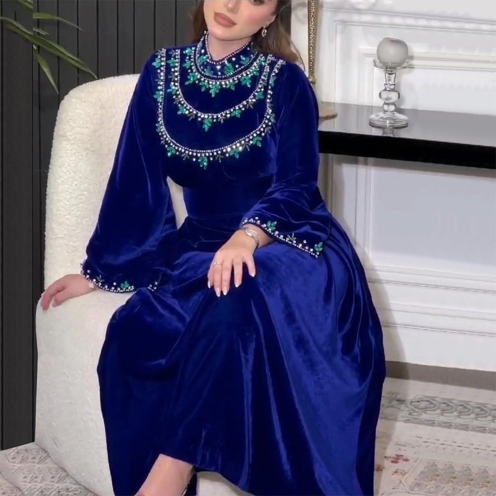 Winter Clothing Dubai - Arapça müslüman elbise zarif sonbahar/kış kadife