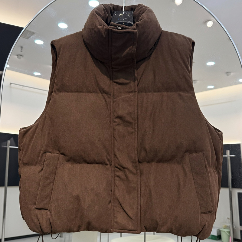 Padded Vest Gilet - Kadın Şişme Yelek, Dik Yaka, Kısa