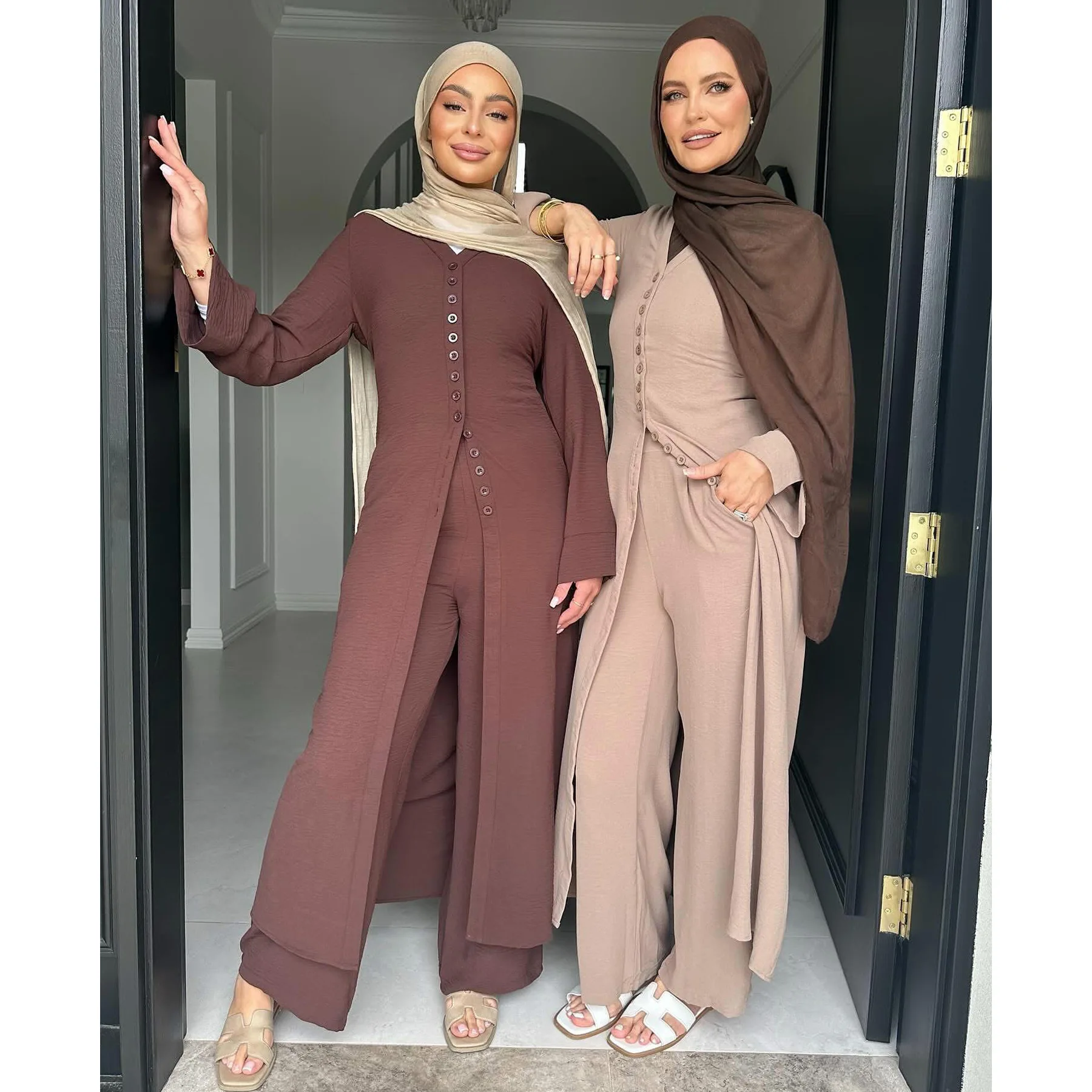 Winter Clothing Dubai - Yeni Kadın Düğmeli Abiye İki Parçalı