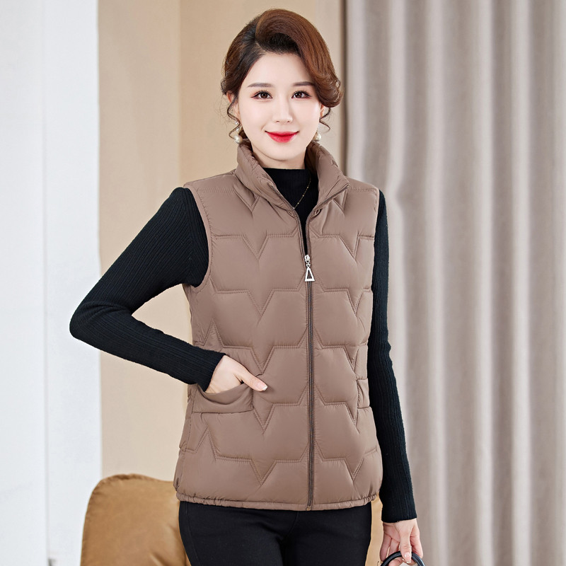Padded Vest Gilet - Kadın Büyük Beden Dik Yaka Dolgulu