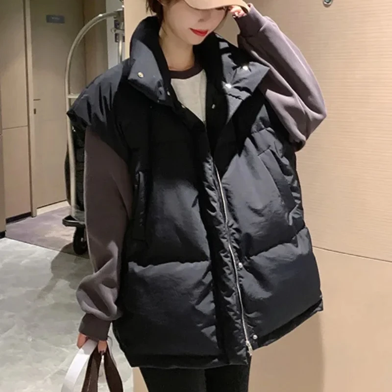 Padded Vest Gilet - Düz Renk Fermuarlı Kadın Yelekleri Oldukça