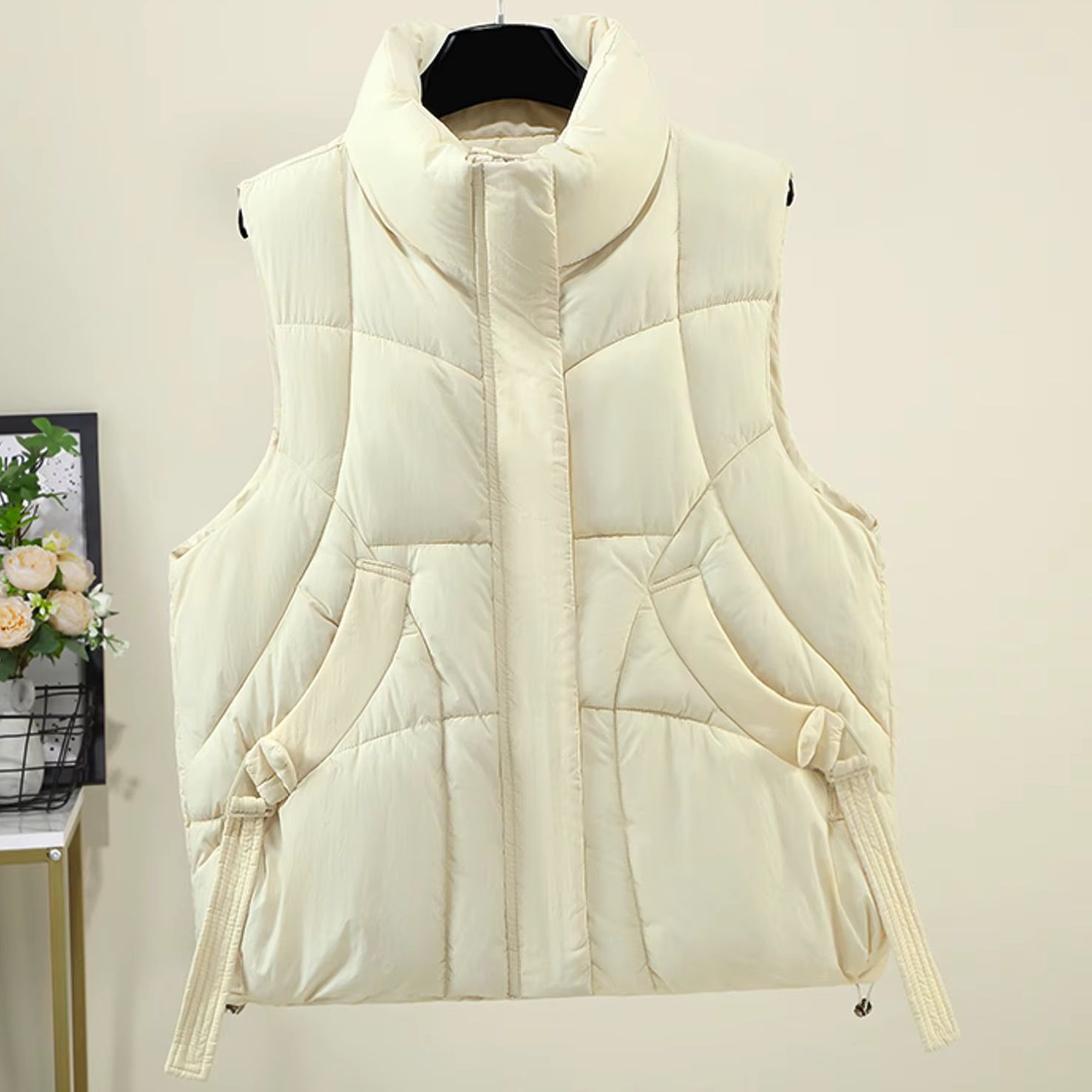 Padded Vest Gilet - Kadınlar Yüksek Dik Yaka Kapitone Yastıklı
