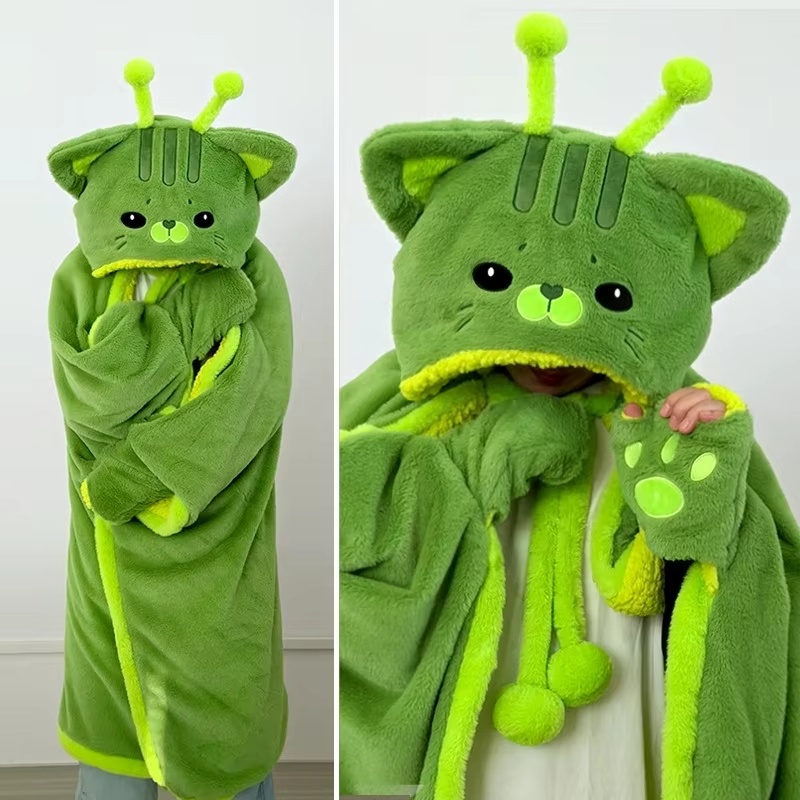 Winter Clothing Cute - Sevimli Çizgi Film Uzaylı Kedi Kapüşonlu