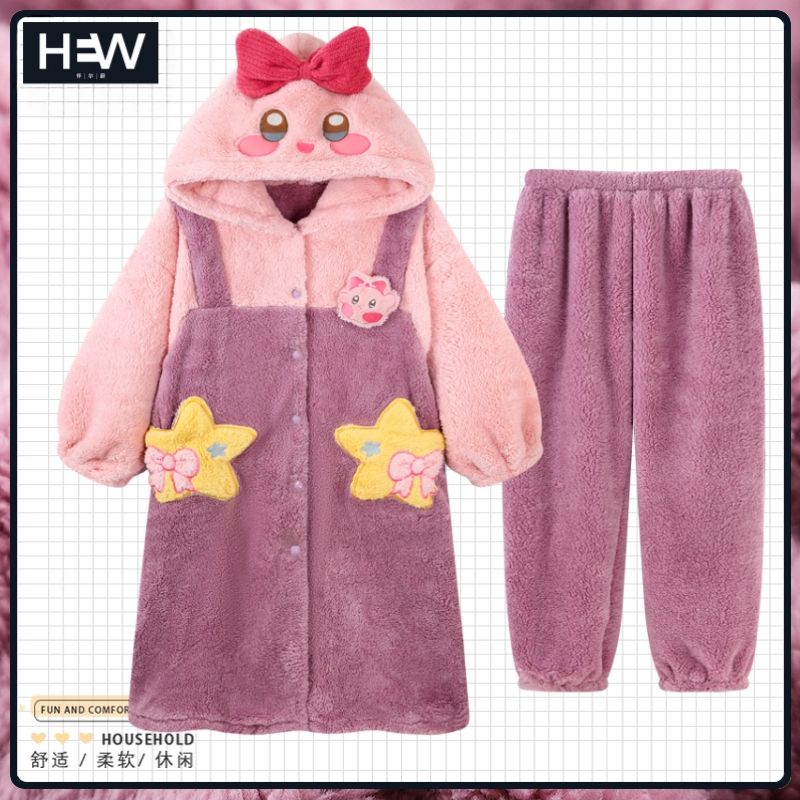 Winter Clothing Cute - Kadın Karikatür Mercan Kadife Pijama Takımı